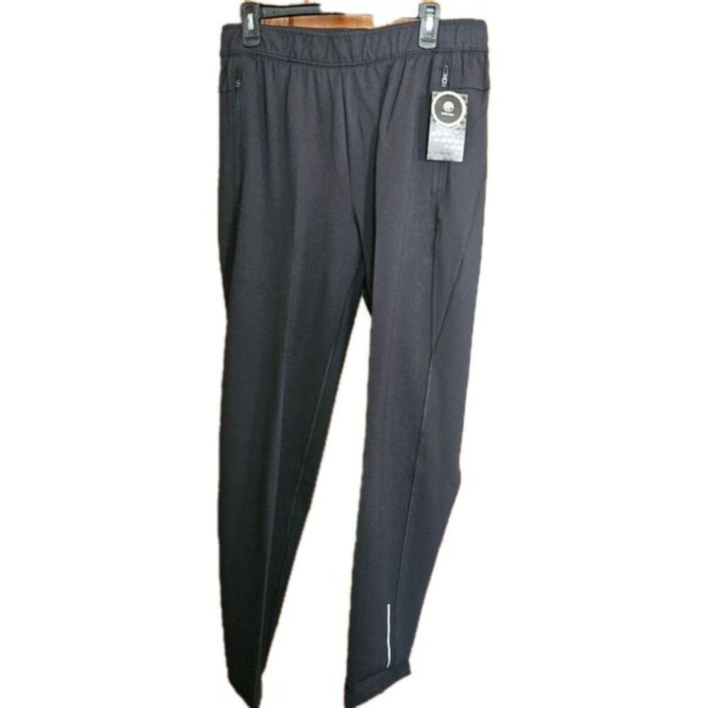 Athletic Works Mens L Drawstring Black Reflect  Stretch Athletic Pants 36/38 New